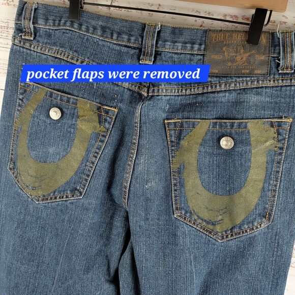 True Religion Jeans Mens Size 39 x 34 Straight Leg Blue Denim M242301H4 - Picture 16 of 16
